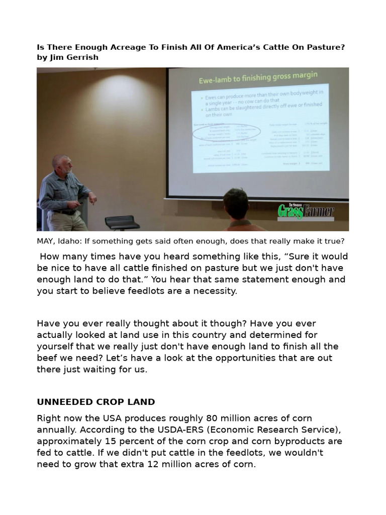 Is There Enough Acreage To Finish All of America's Cattle On Pasture by ...