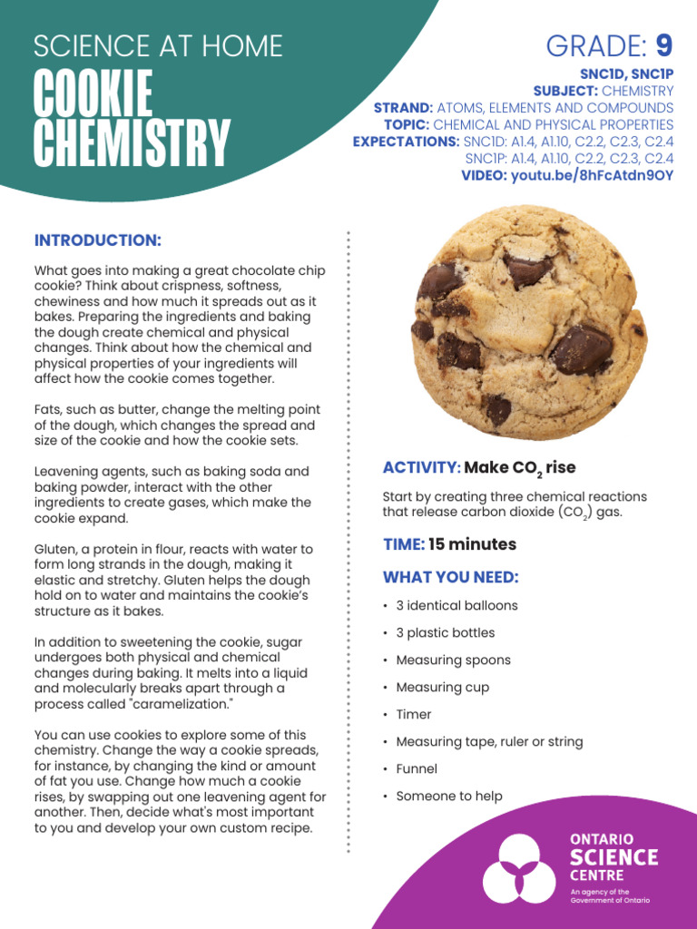 Cookie Chemistry Experiment Guide | PDF | Silicone | Chemical Substances