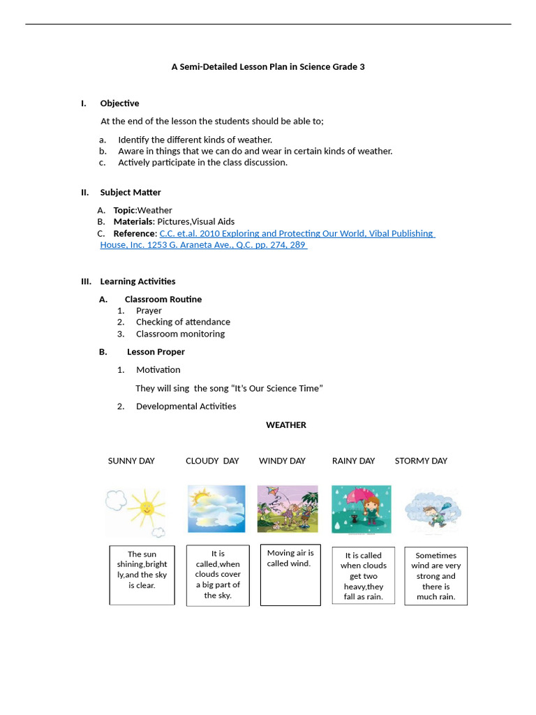 Semi_Detailed_Lesson_Plan_Weather_.docx | PDF | Weather | Meteorology