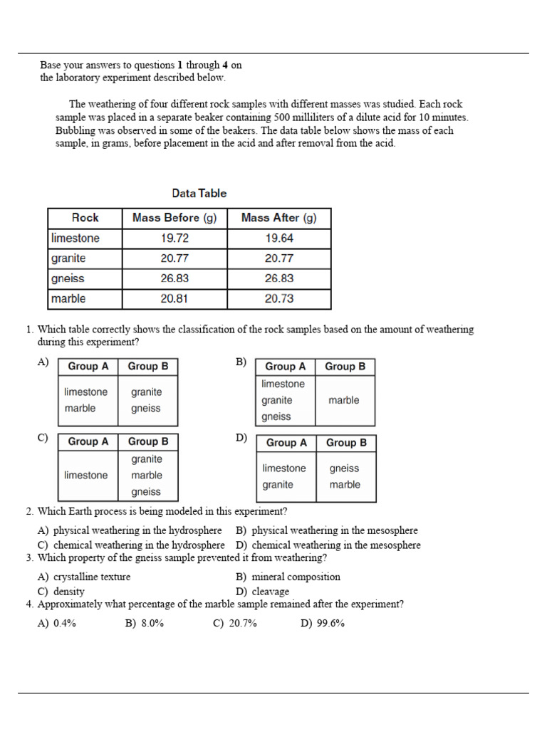 Weathering and Erosion in Rock Samples | PDF | Weathering | Rock (Geology)