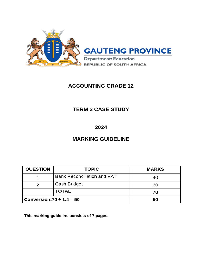 Grade 12 Accounting Term 3 Case Study 2024 | PDF | Value Added Tax | Banks