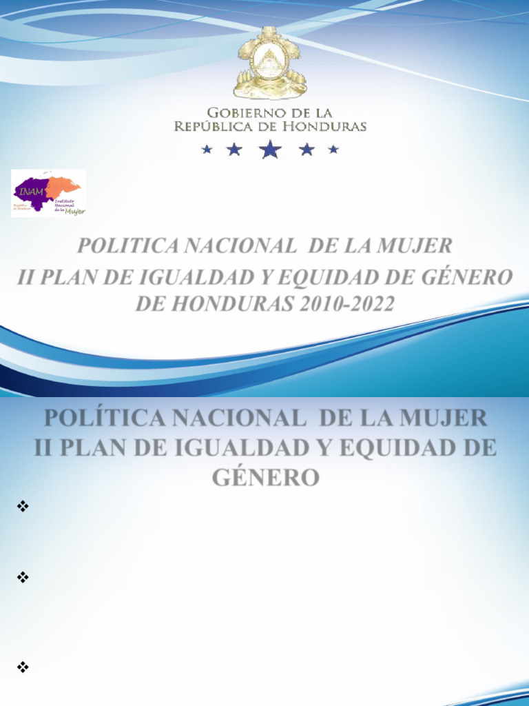 II Plan de Igualdad de Género en Honduras | PDF | Igualdad de género ...