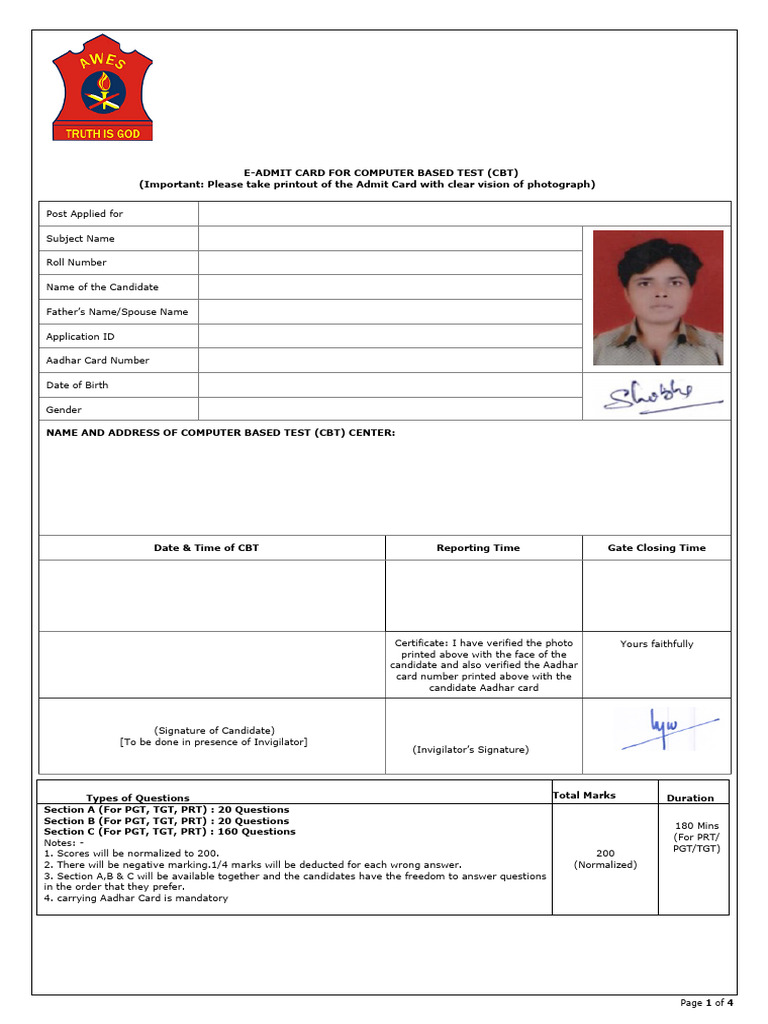 awes certificate | PDF | Identity Document