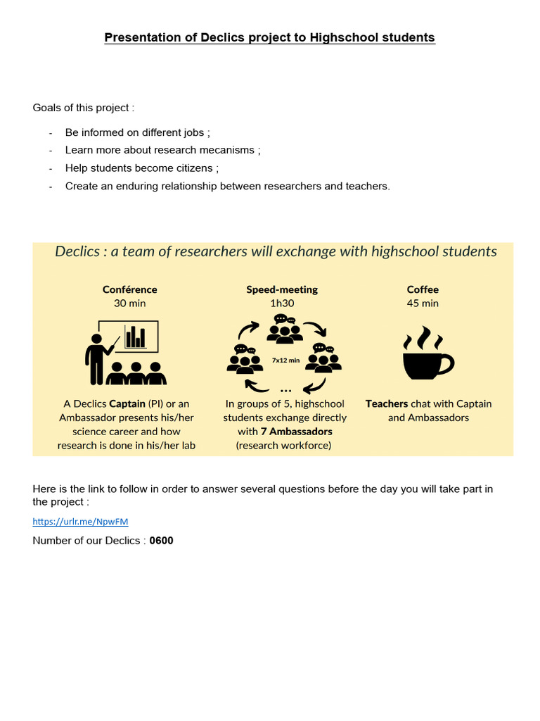 Declics Project Overview for Students | PDF