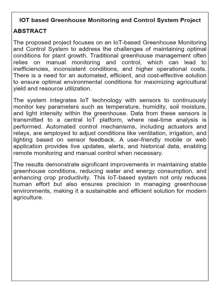 IOT Based Greenhouse Monitoring and Control System OG | PDF