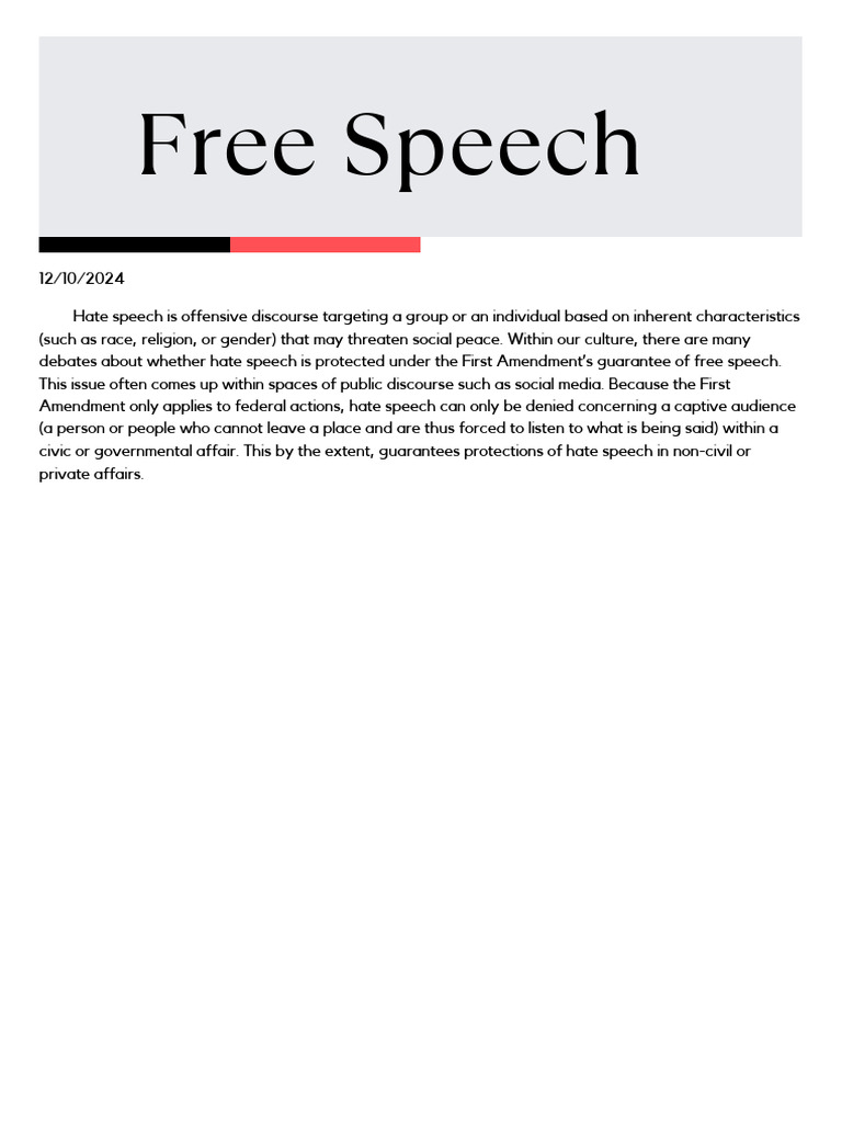 Free Speech Brochure | PDF | Hate Speech | Freedom Of Speech