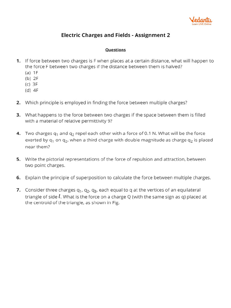 Electric Charges and Fields Assignment 2 | PDF