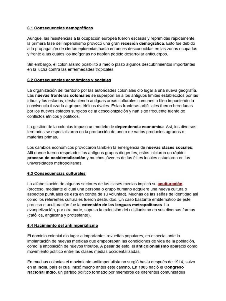 Consecuencias del imperialismo en colonias | PDF | Colonialismo ...