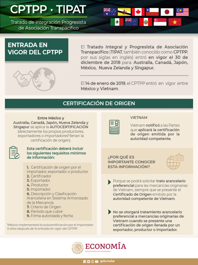 Instructivo Certificado de Origen CPTPP | PDF