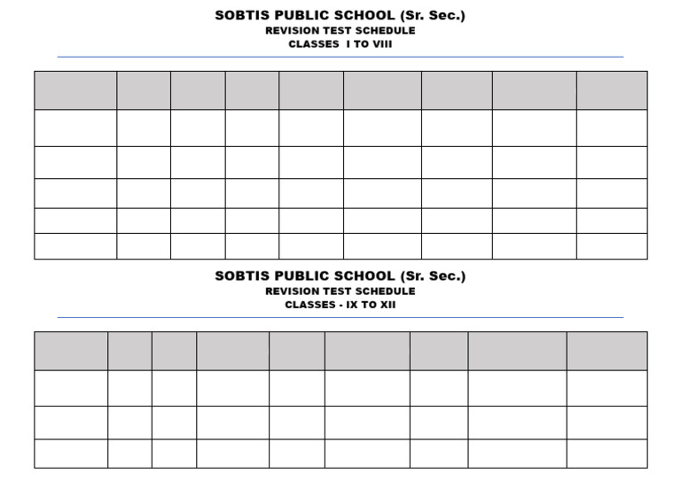 SOBTIS School Revision Test Schedule | PDF
