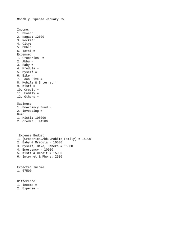 January 2023 Monthly Expense Report | PDF