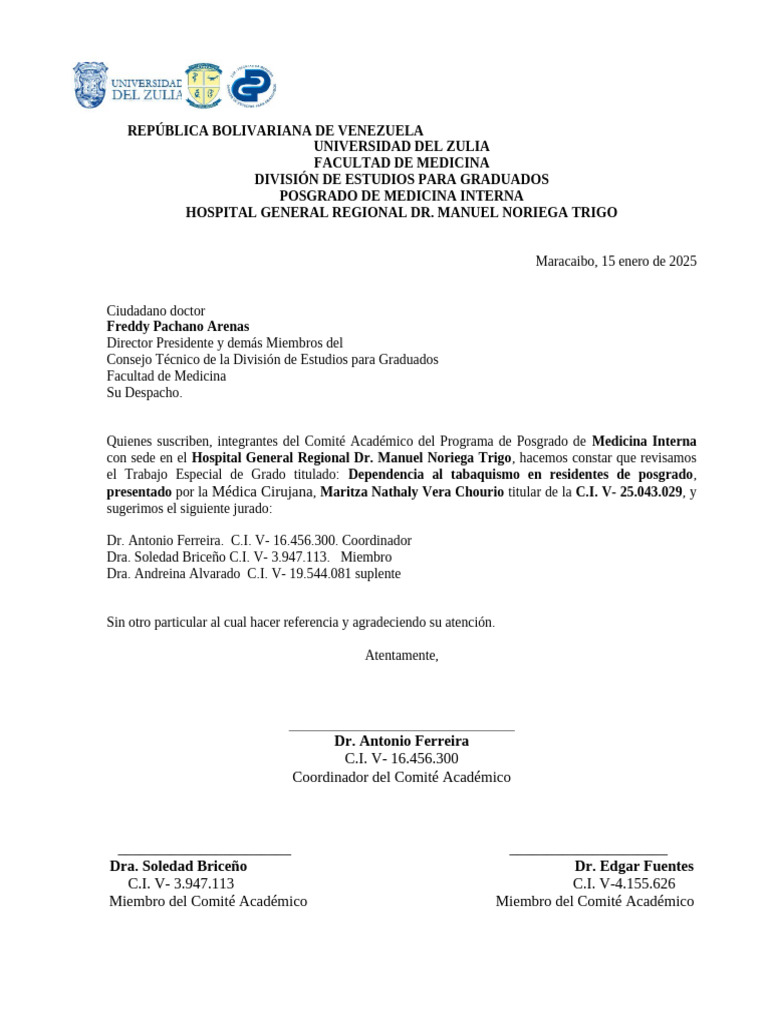 Modelos de cartas trabajo especial de grado 2024 2 1 1 pdf