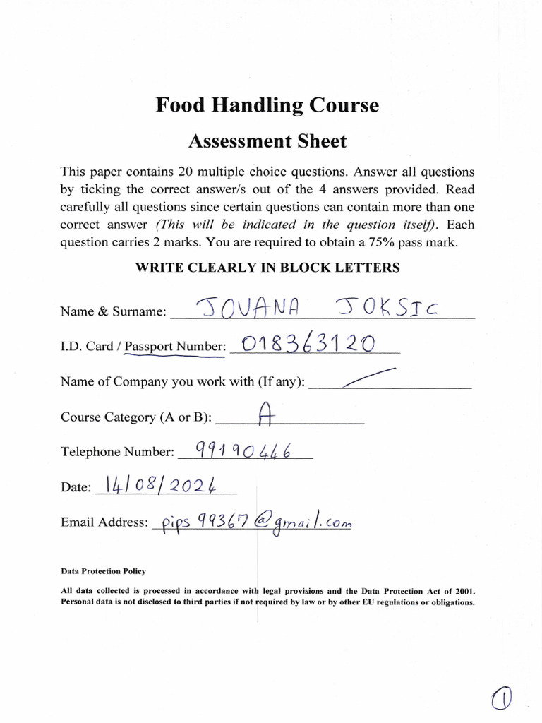 Food Handling Course Assessment Guide | PDF | Food Safety | Foods