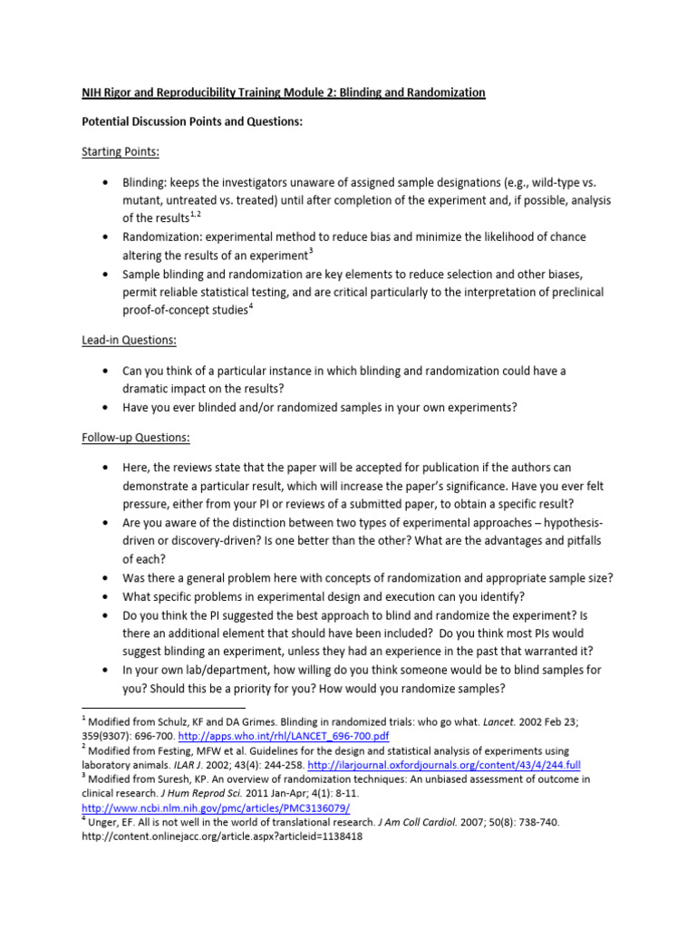 Blinding and Randomization in Research | PDF | Experiment | Sampling ...