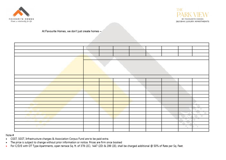 Park View Price List 6900 | PDF