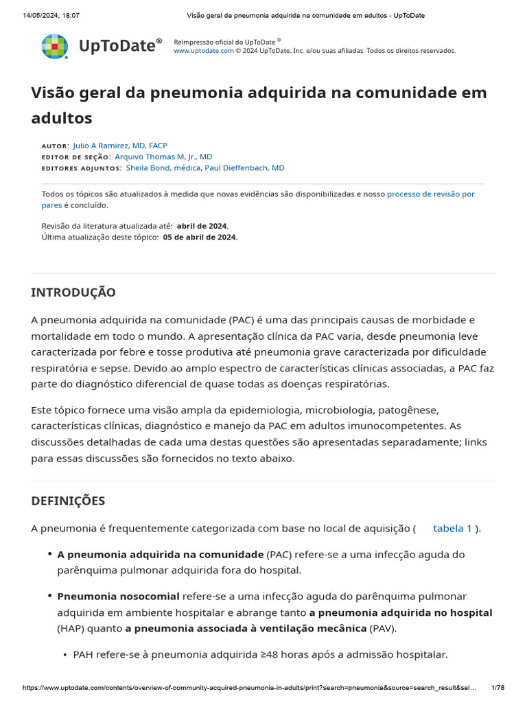 Pneumonia - Abordagem Geral Da Pneumonia Adquirida Na Comunidade - Up ...