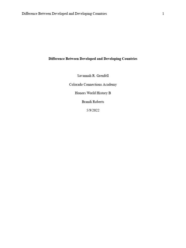 Developed vs. Developing Countries | PDF | Developing Country | Gross ...