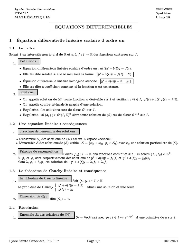 Équations Différentielles Linéaires | PDF | Fonction (Mathématiques ...