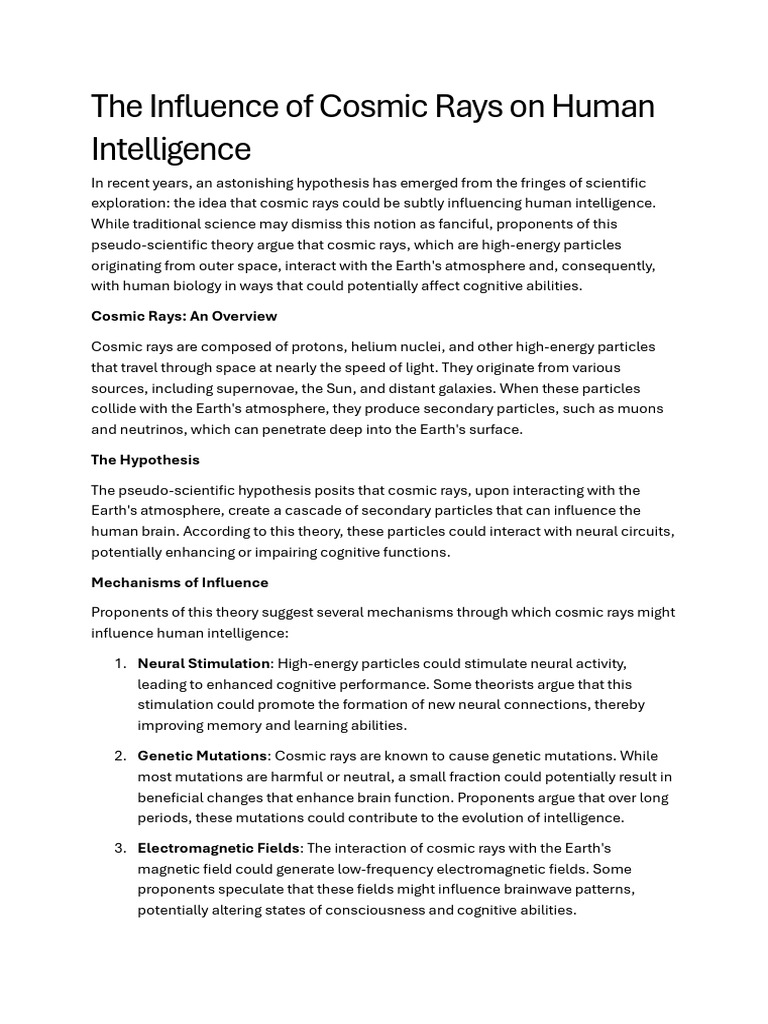 Cosmic Rays and Human Intelligence | PDF | Cosmic Ray | Neuroscience