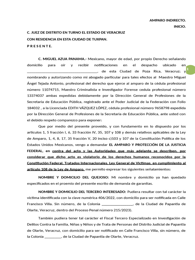 Amparo Indirecto en Proceso Penal Veracruz | PDF | Debido al proceso ...