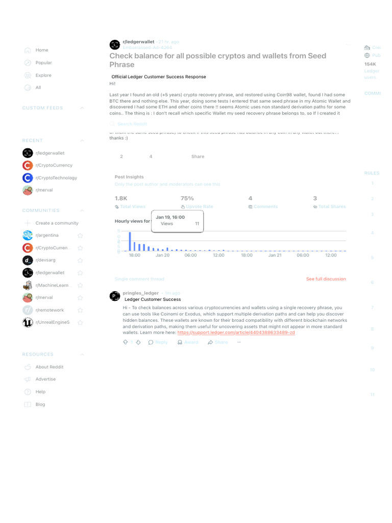 Check Balance For All Possible Cryptos and Wallets From Seed Phrase:  R:ledgerwallet | PDF | Cryptocurrency | Information Technology