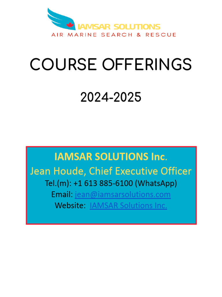 IAMSAR Solutions Course Offerings 2024-2025 | PDF | Search And Rescue ...