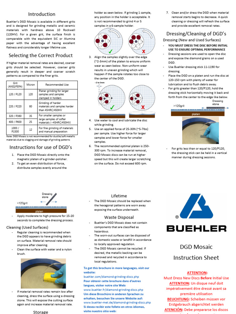 DGD Mosaic Grinding Disc Instructions | PDF | Wear | Industrial Processes