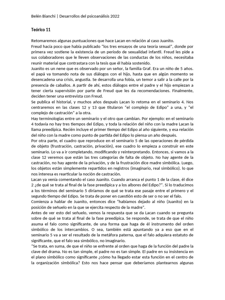 Juanito y el complejo de Edipo en Lacan | PDF | Complejo de Edipo ...