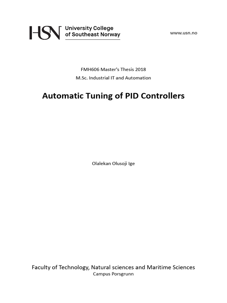 Automatic Tuning of PID Controller | PDF | Kalman Filter | Control Theory