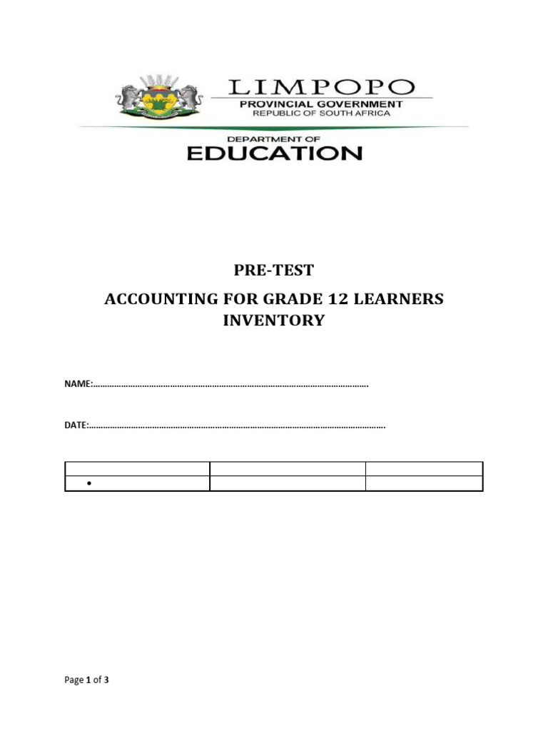2024 Accounting Pre Inventory Test AB | PDF
