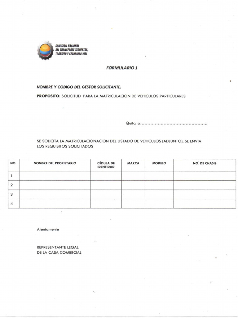 Formulario 1 | PDF