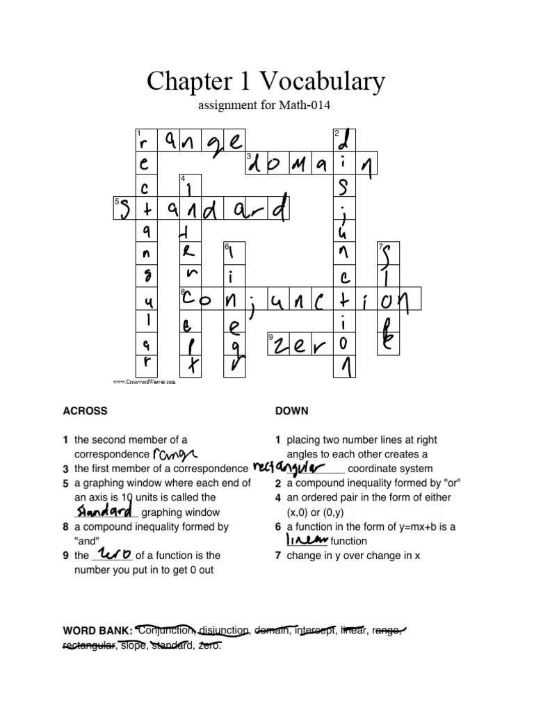 Ch1 Puzzle WithWordBank | PDF | Mathematical Relations | Mathematical ...
