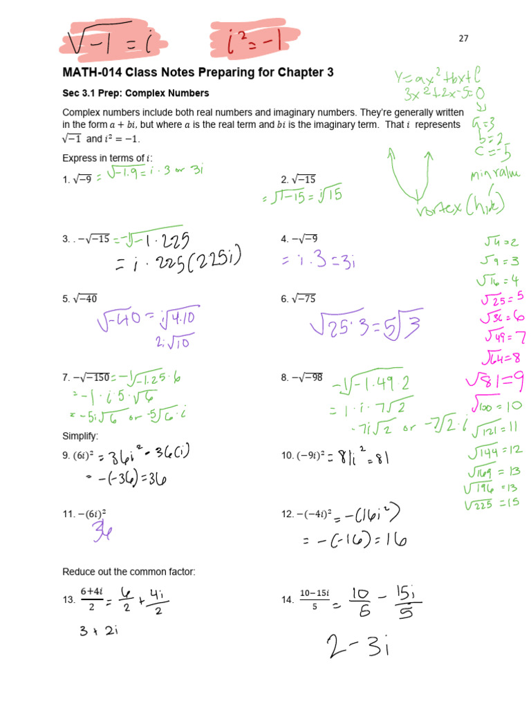 Math-014+Ch+3+Class+Notes+2024 (2) | PDF | Quadratic Equation ...