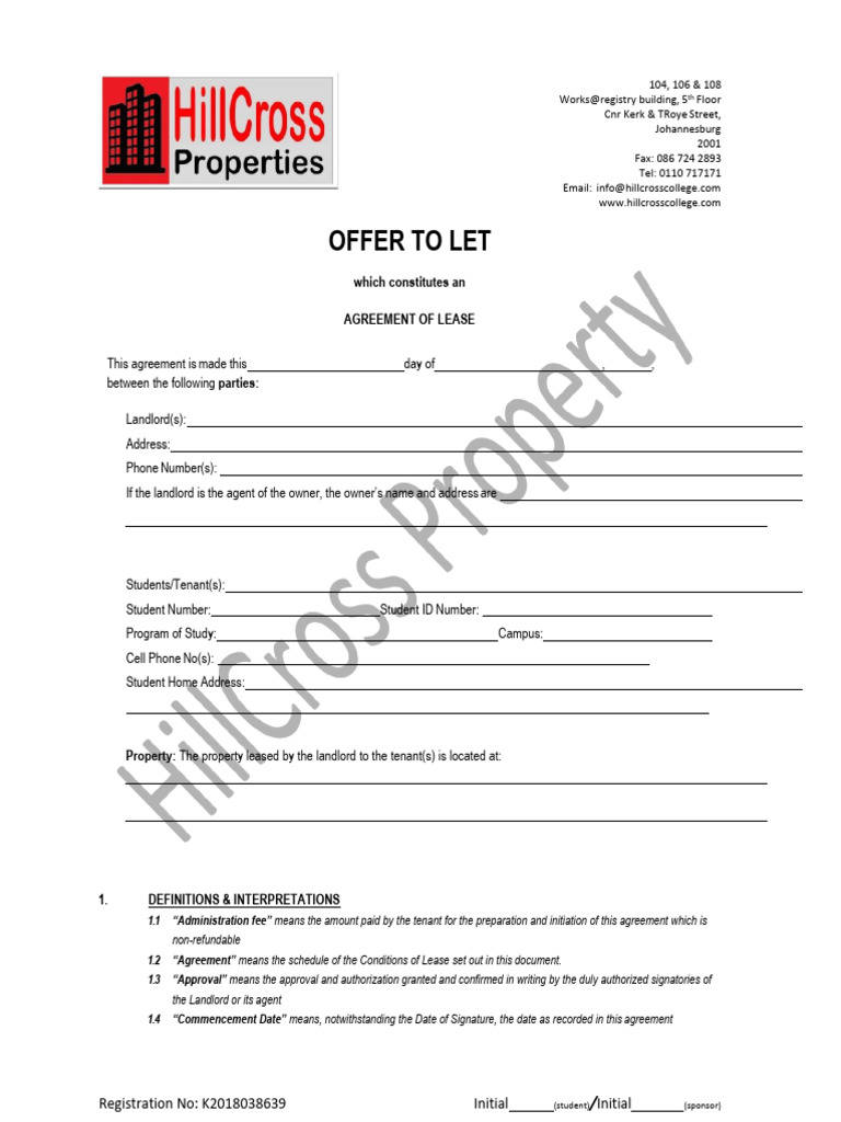 Student Accommodation Lease Agreement | PDF | Leasehold Estate | Lease