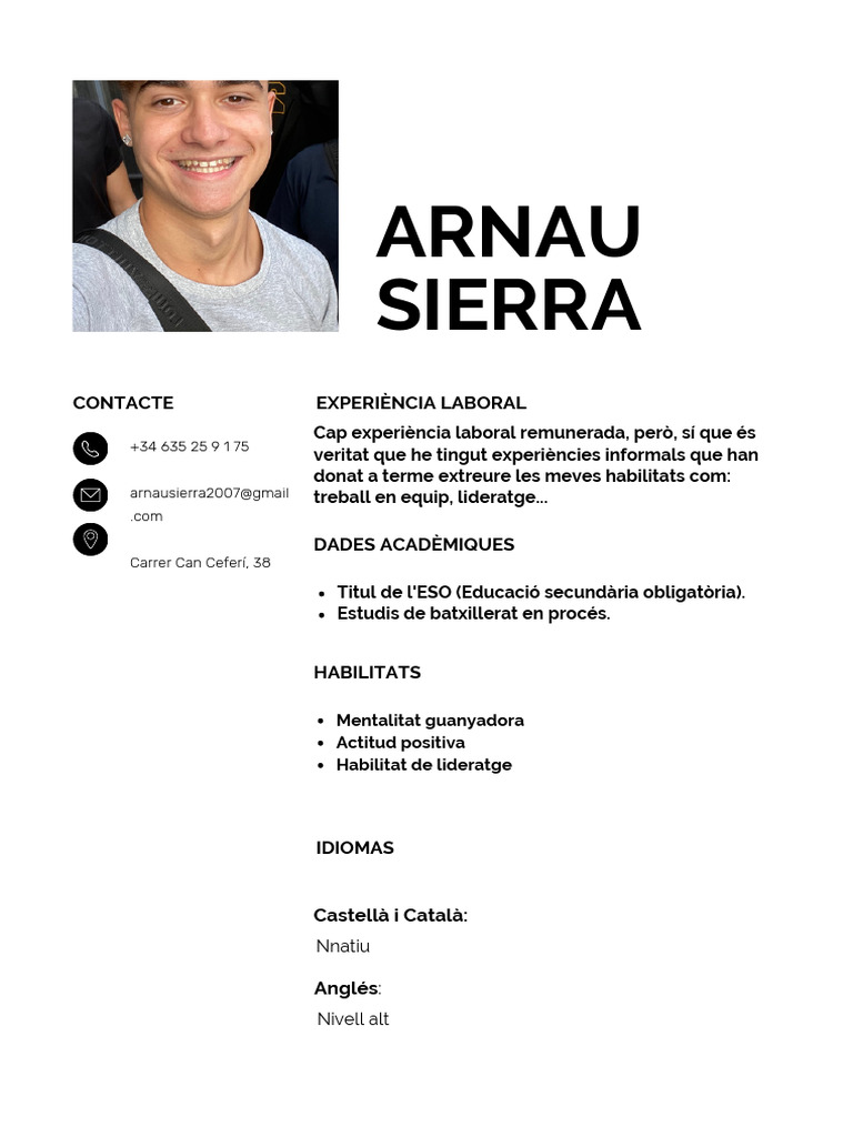 Currículum Profesional Serio Sencillo Negro | PDF