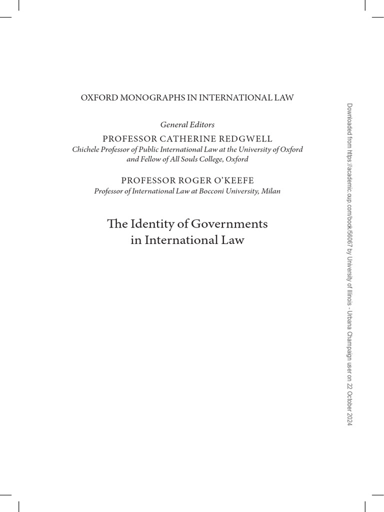 Identity of Governments in Law | PDF | International Relations | Public Law
