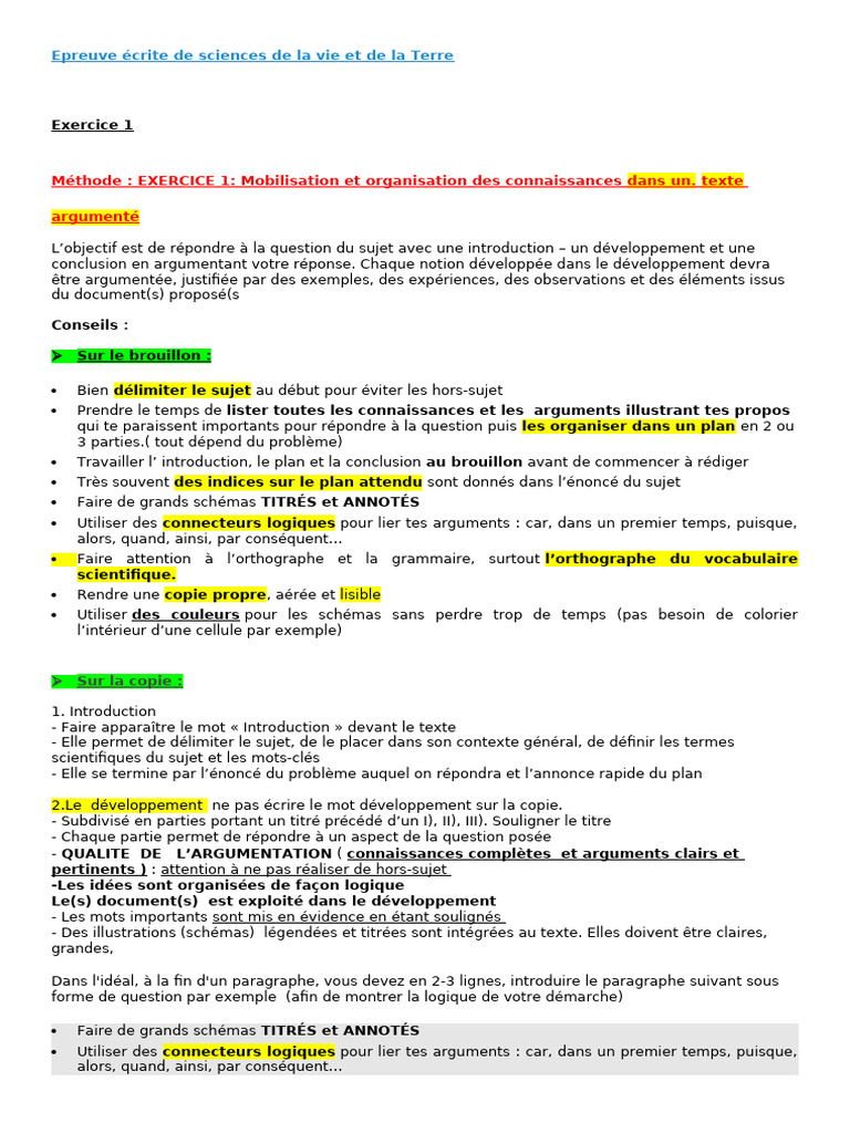 Guide de rédaction en SVT | PDF