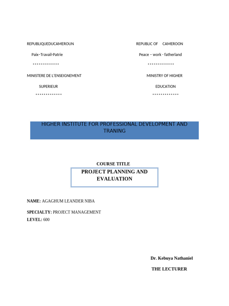 School Project Planning in Bamenda | PDF