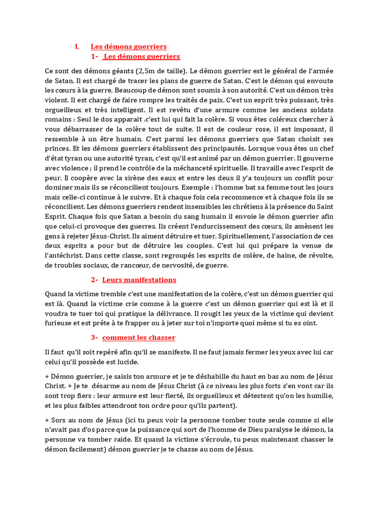 Types de démons et leurs manifestations | PDF | Démons | Sorcellerie