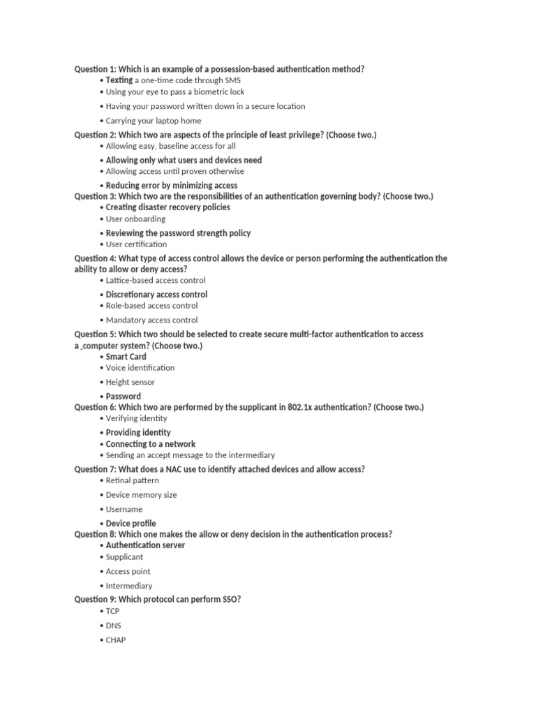 Cybersecurity Authentication Quiz Insights | PDF | Access Control ...