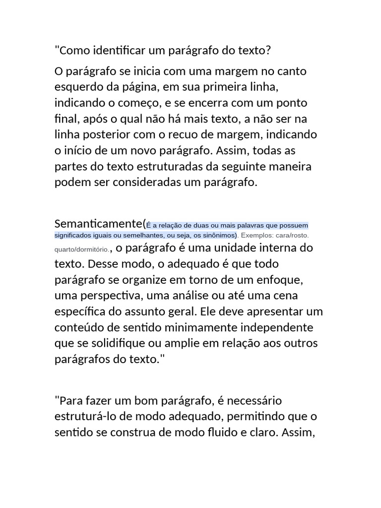 Estrutura e Identificação de Parágrafos | PDF | Parágrafo