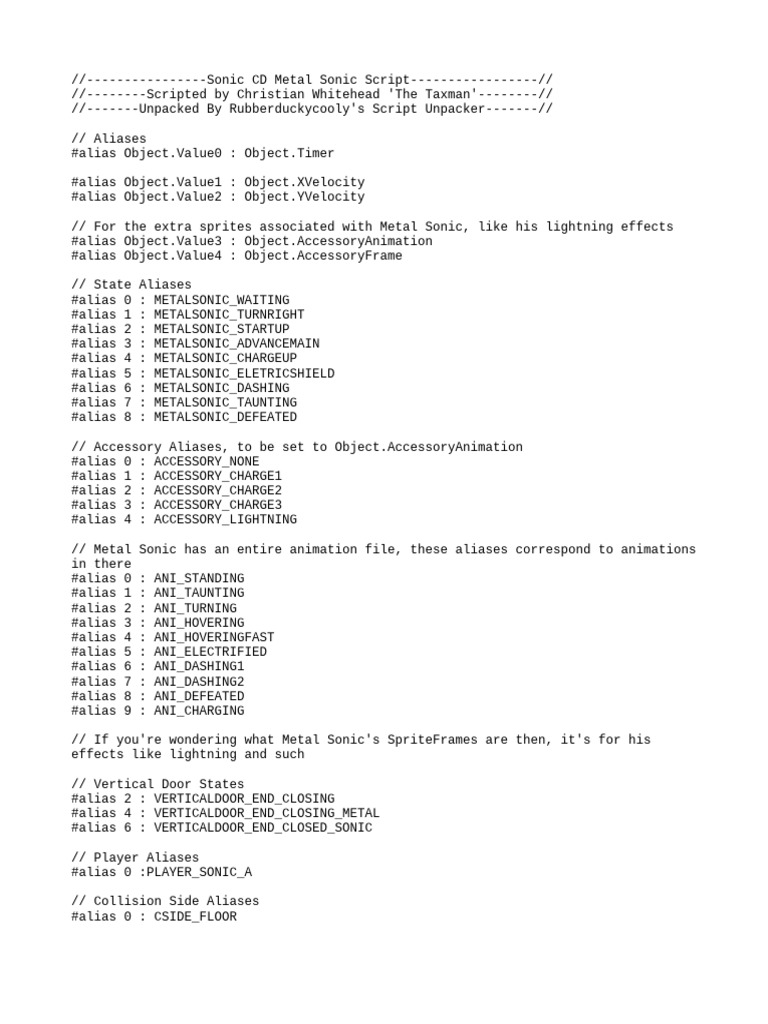 Sonic CD Metal Sonic Behavior Script | PDF | Velocity