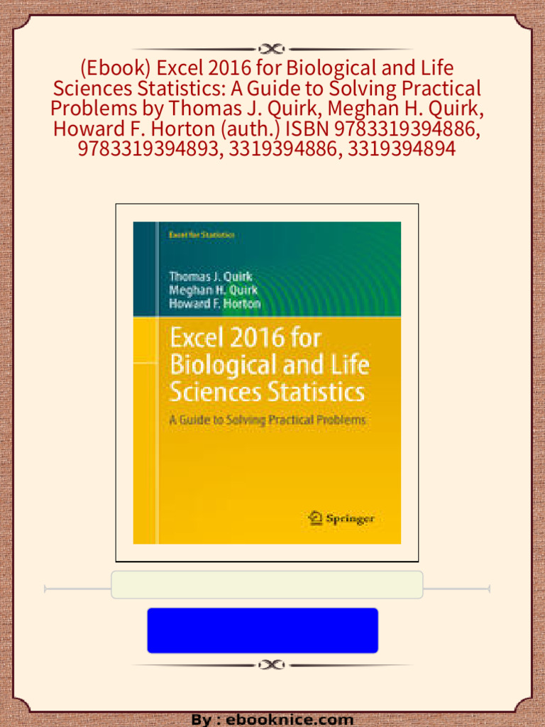  ebook excel 2016 for biological and life sciences statistics a guide