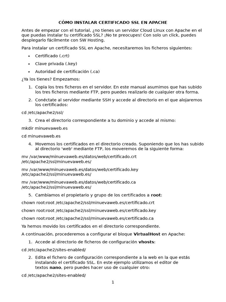 Instalar SSL en Apache: Guía Paso a Paso | PDF | Transport Layer ...