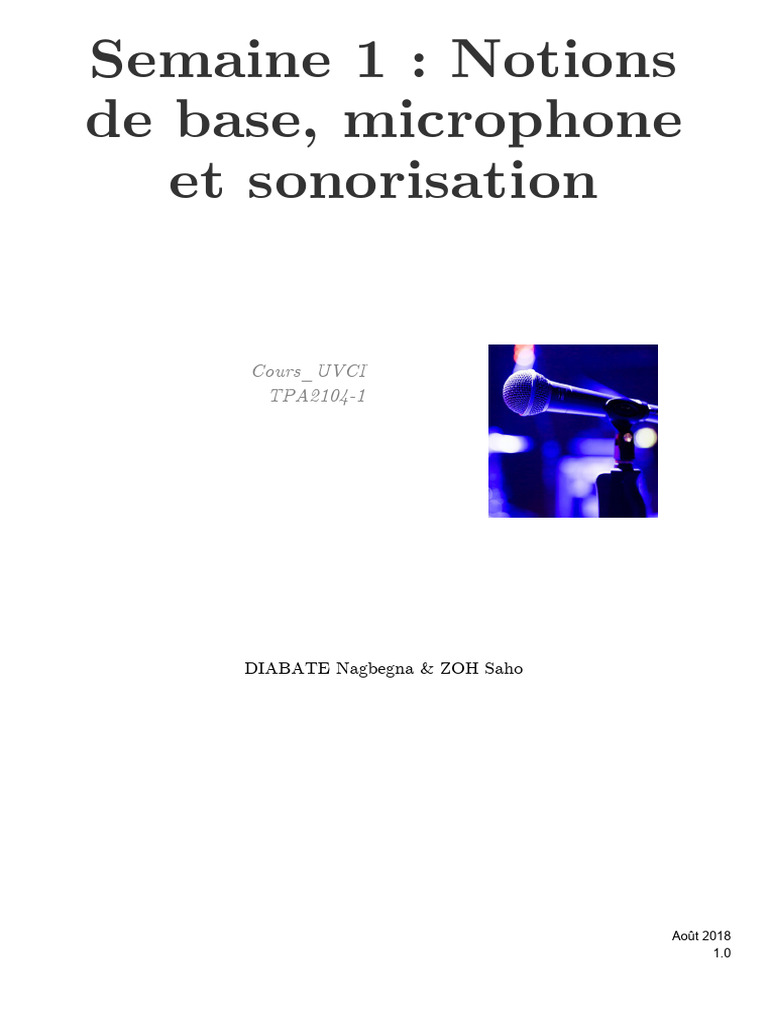 Lecon 1 - Notions de Base Microphone Et Sonorisation PDF | PDF ...