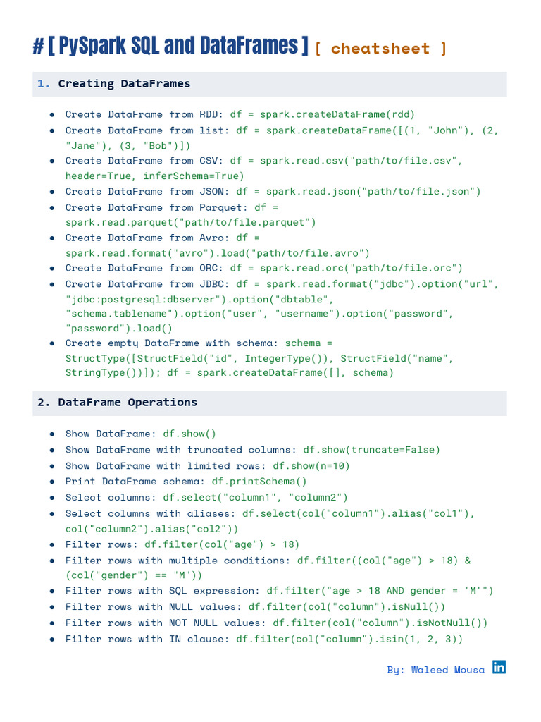 Pyspark SQL and DataFrames | PDF | Sql | Data Management Software