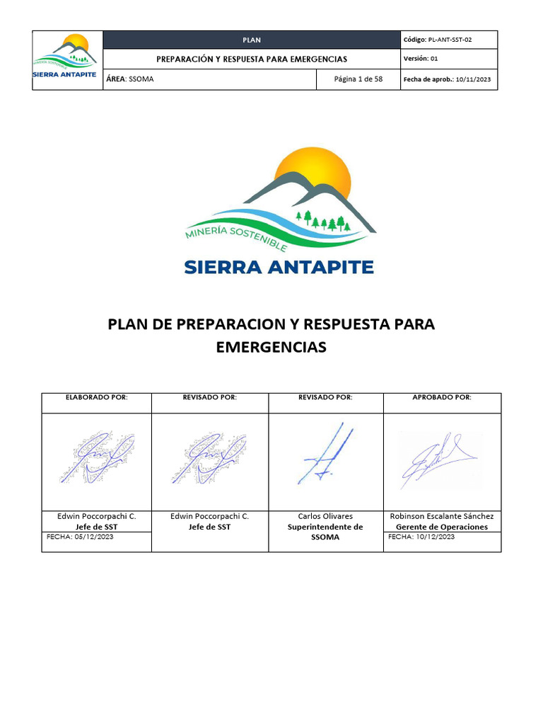 Plan de Preparación y Respuesta A Emergencias - 2024 | PDF | Riesgo ...