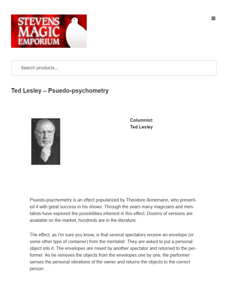 Psuedo Psychometry - Ted Lesley | PDF