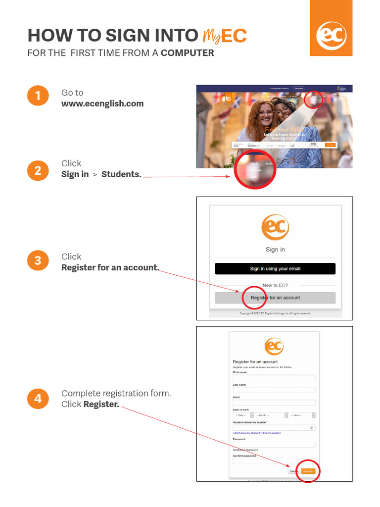 First-Time Sign-In Guide for EC Online | PDF
