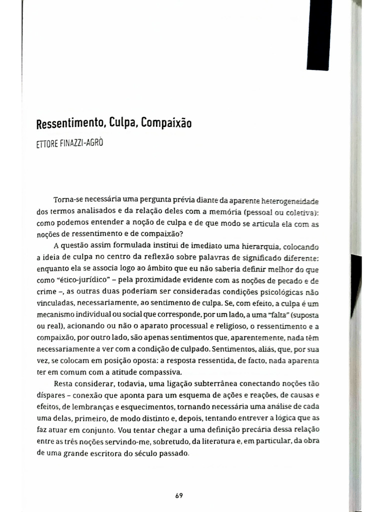 FINAZZI-AGRÒ, Ettore. Ressentimento, Culpa, Compaixão. | PDF